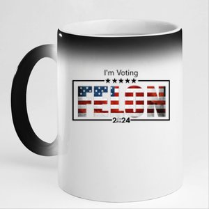 I Am Voting Felon 2024 Trump Usa Flag 11oz Black Color Changing Mug