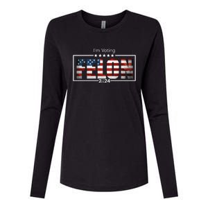 I Am Voting Felon 2024 Trump Usa Flag Womens Cotton Relaxed Long Sleeve T-Shirt