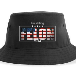 I Am Voting Felon 2024 Trump Usa Flag Sustainable Bucket Hat