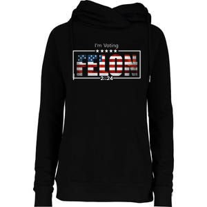 I Am Voting Felon 2024 Trump Usa Flag Womens Funnel Neck Pullover Hood