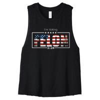 I Am Voting Felon 2024 Trump Usa Flag Women's Racerback Cropped Tank