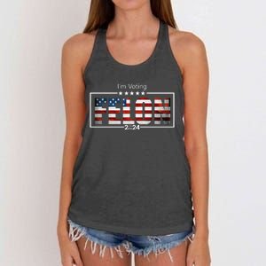 I Am Voting Felon 2024 Trump Usa Flag Women's Knotted Racerback Tank