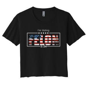 I Am Voting Felon 2024 Trump Usa Flag Women's Crop Top Tee