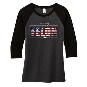 I Am Voting Felon 2024 Trump Usa Flag Women's Tri-Blend 3/4-Sleeve Raglan Shirt