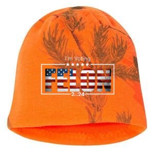 I Am Voting Felon 2024 Trump Usa Flag Kati - Camo Knit Beanie