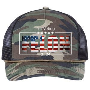 I Am Voting Felon 2024 Trump Usa Flag Retro Rope Trucker Hat Cap