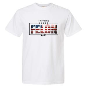 I Am Voting Felon 2024 Trump Usa Flag Garment-Dyed Heavyweight T-Shirt