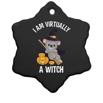 I Am Virtually A Witch Koala Bear Easy Halloween Costume Gift Ceramic Star Ornament