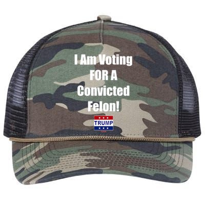 I Am Voting For A Convicted Felon Trump 2024 Retro Rope Trucker Hat Cap