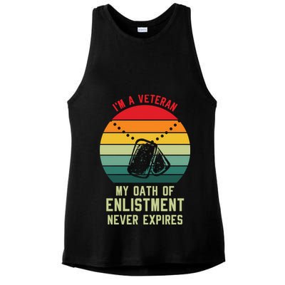 I'm A Veteran My Oath Of Enlistment Never Expires Vintage Retro Ladies PosiCharge Tri-Blend Wicking Tank