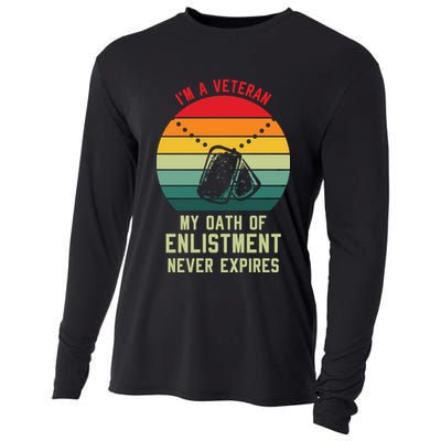 I'm A Veteran My Oath Of Enlistment Never Expires Vintage Retro Cooling Performance Long Sleeve Crew