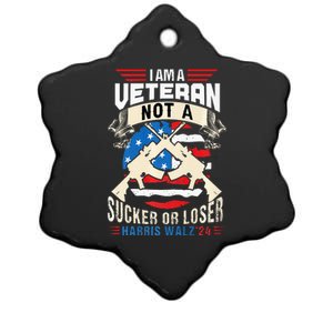 IM A Veteran Not A Sucker Or Loser Harris Walz 2024 Ceramic Star Ornament