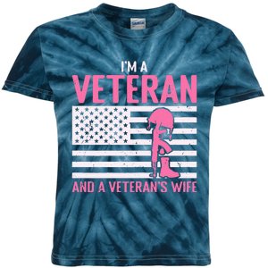 IM A Veteran And A VeteranS Wife Funny Female Veteran Girl Kids Tie-Dye T-Shirt