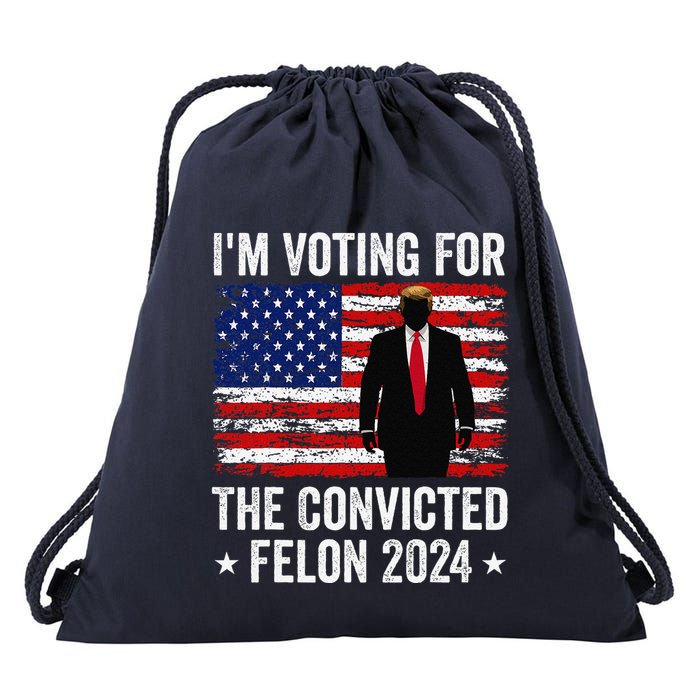 I Am Voting Convicted Felon 2024 Drawstring Bag