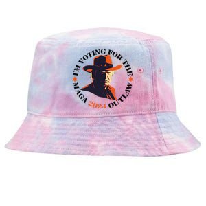 I Am Voting For The Outlaw Retro Trump In Cow Hat Tie-Dyed Bucket Hat