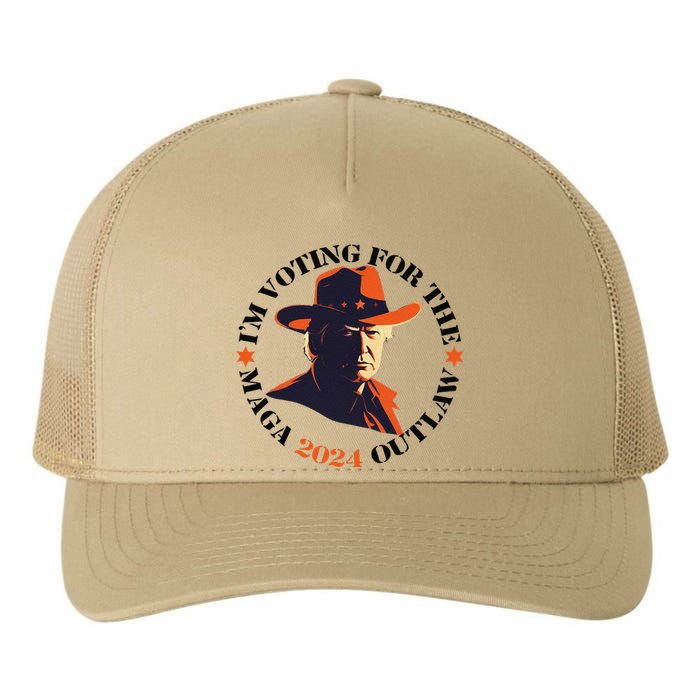 I Am Voting For The Outlaw Retro Trump In Cow Hat Yupoong Adult 5-Panel Trucker Hat