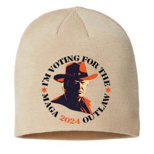 I Am Voting For The Outlaw Retro Trump In Cow Hat Sustainable Beanie