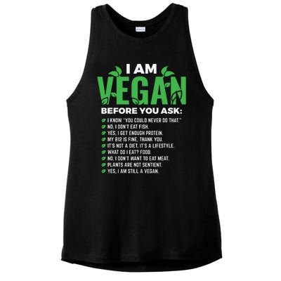 I Am Vegan Before You Ask Veganism Vegetarian Vegan Ladies PosiCharge Tri-Blend Wicking Tank