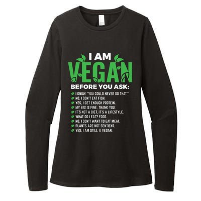 I Am Vegan Before You Ask Veganism Vegetarian Vegan Womens CVC Long Sleeve Shirt