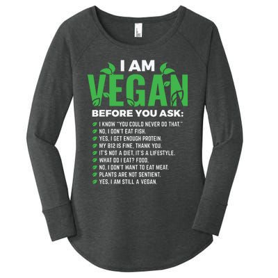 I Am Vegan Before You Ask Veganism Vegetarian Vegan Women's Perfect Tri Tunic Long Sleeve Shirt