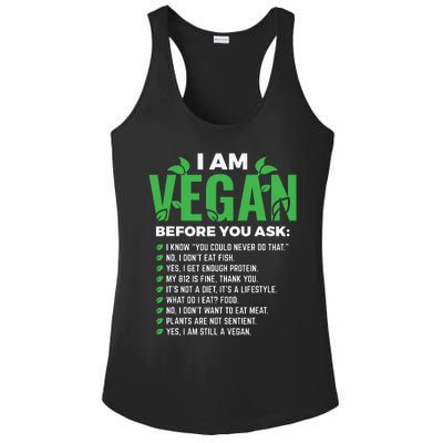 I Am Vegan Before You Ask Veganism Vegetarian Vegan Ladies PosiCharge Competitor Racerback Tank