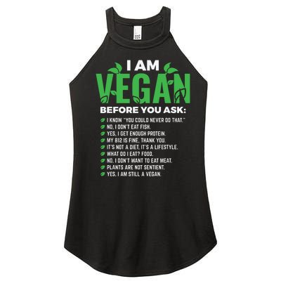 I Am Vegan Before You Ask Veganism Vegetarian Vegan Women’s Perfect Tri Rocker Tank