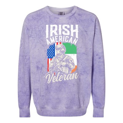 Irish American Veteran Roots Family Ireland Us Usa America Great Gift Colorblast Crewneck Sweatshirt