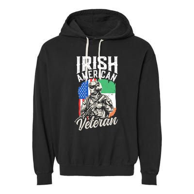 Irish American Veteran Roots Family Ireland Us Usa America Great Gift Garment-Dyed Fleece Hoodie