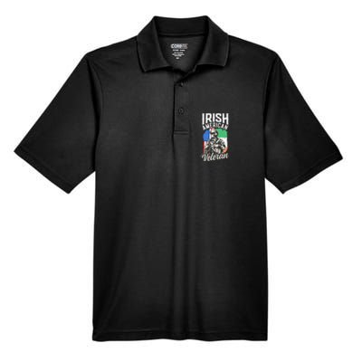 Irish American Veteran Roots Family Ireland Us Usa America Great Gift Men's Origin Performance Piqué Polo