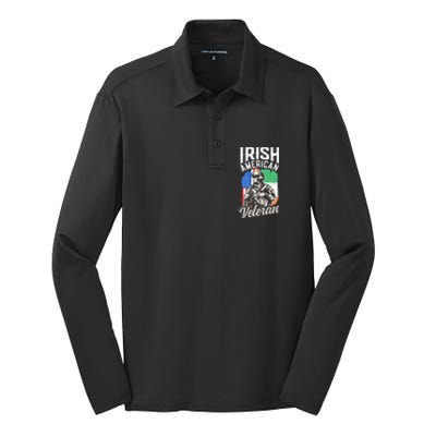 Irish American Veteran Roots Family Ireland Us Usa America Great Gift Silk Touch Performance Long Sleeve Polo