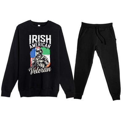 Irish American Veteran Roots Family Ireland Us Usa America Great Gift Premium Crewneck Sweatsuit Set