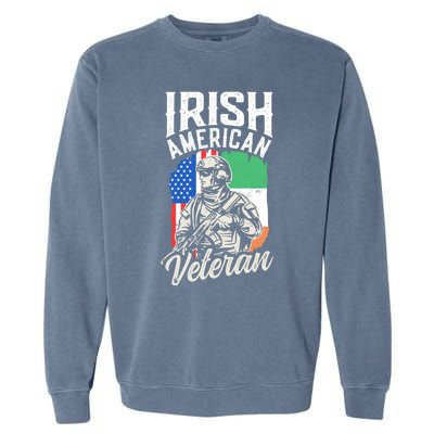 Irish American Veteran Roots Family Ireland Us Usa America Great Gift Garment-Dyed Sweatshirt