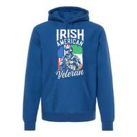 Irish American Veteran Roots Family Ireland Us Usa America Great Gift Premium Hoodie