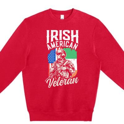 Irish American Veteran Roots Family Ireland Us Usa America Great Gift Premium Crewneck Sweatshirt