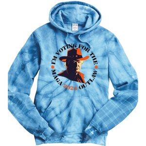 I Am Voting For The Outlaw Retro Trump In Cowboy Hat Tie Dye Hoodie