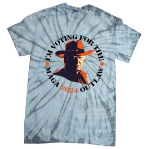 I Am Voting For The Outlaw Retro Trump In Cowboy Hat Tie-Dye T-Shirt