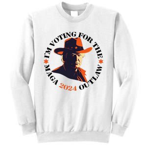 I Am Voting For The Outlaw Retro Trump In Cowboy Hat Sweatshirt