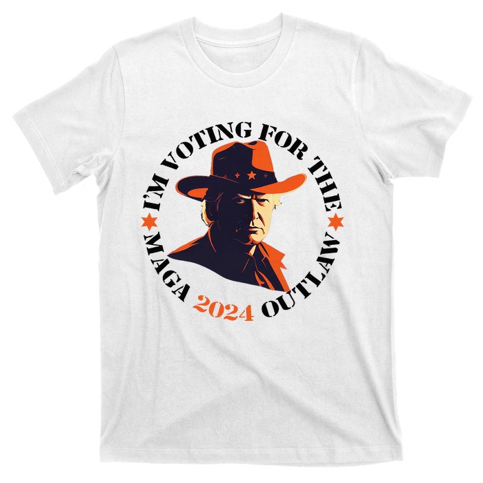 I Am Voting For The Outlaw Retro Trump In Cowboy Hat T-Shirt