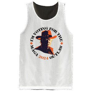 I Am Voting For The Outlaw Retro Trump In Cowboy Hat Mesh Reversible Basketball Jersey Tank