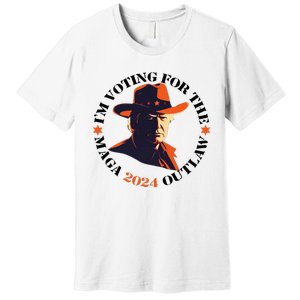 I Am Voting For The Outlaw Retro Trump In Cowboy Hat Premium T-Shirt