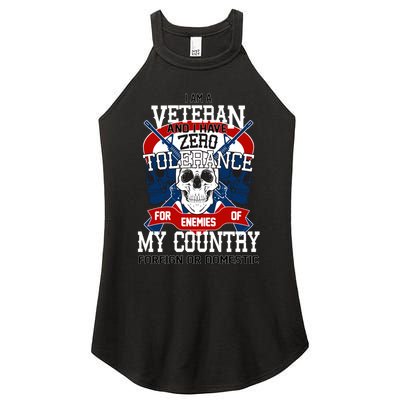 IM A Veteran With Zero Tolerance Women's Perfect Tri Rocker Tank
