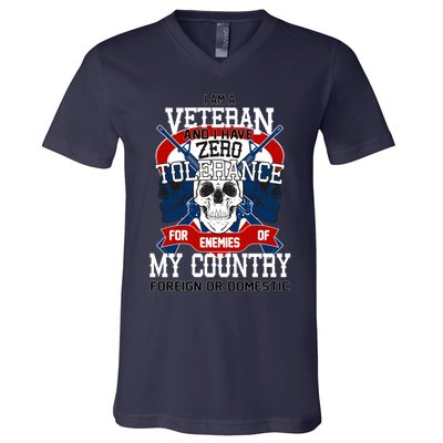 IM A Veteran With Zero Tolerance V-Neck T-Shirt