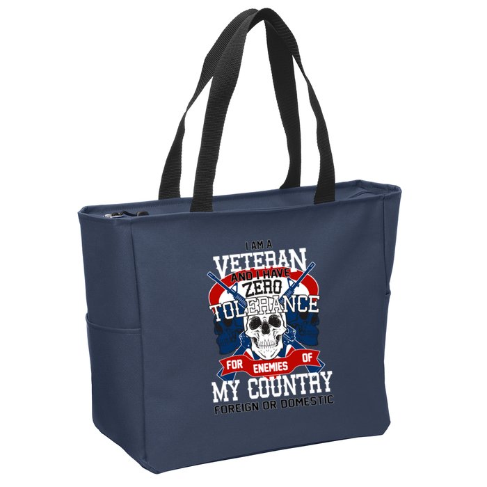 IM A Veteran With Zero Tolerance Zip Tote Bag