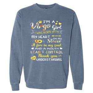 Im A Virgo Flower Gift Virgo Birthday Gift Garment-Dyed Sweatshirt