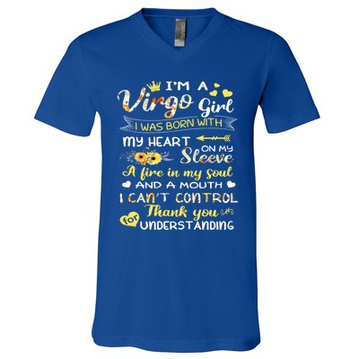 Im A Virgo Flower Gift Virgo Birthday Gift V-Neck T-Shirt