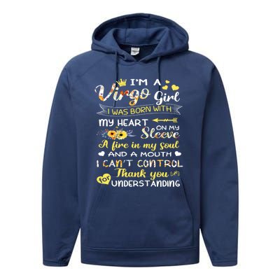 Im A Virgo Flower Gift Virgo Birthday Gift Performance Fleece Hoodie