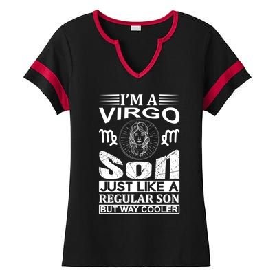 Im A Virgo Son Meaningful Gift Funny Virgo Quote Funny Gift Ladies Halftime Notch Neck Tee