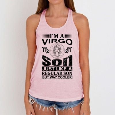 Im A Virgo Son Meaningful Gift Funny Virgo Quote Funny Gift Women's Knotted Racerback Tank