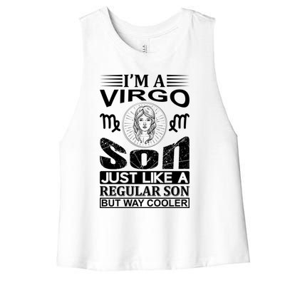 Im A Virgo Son Meaningful Gift Funny Virgo Quote Funny Gift Women's Racerback Cropped Tank