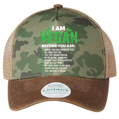 I Am Vegan Before You Ask Veganism Vegetarian Vegan Funny Gift Legacy Tie Dye Trucker Hat